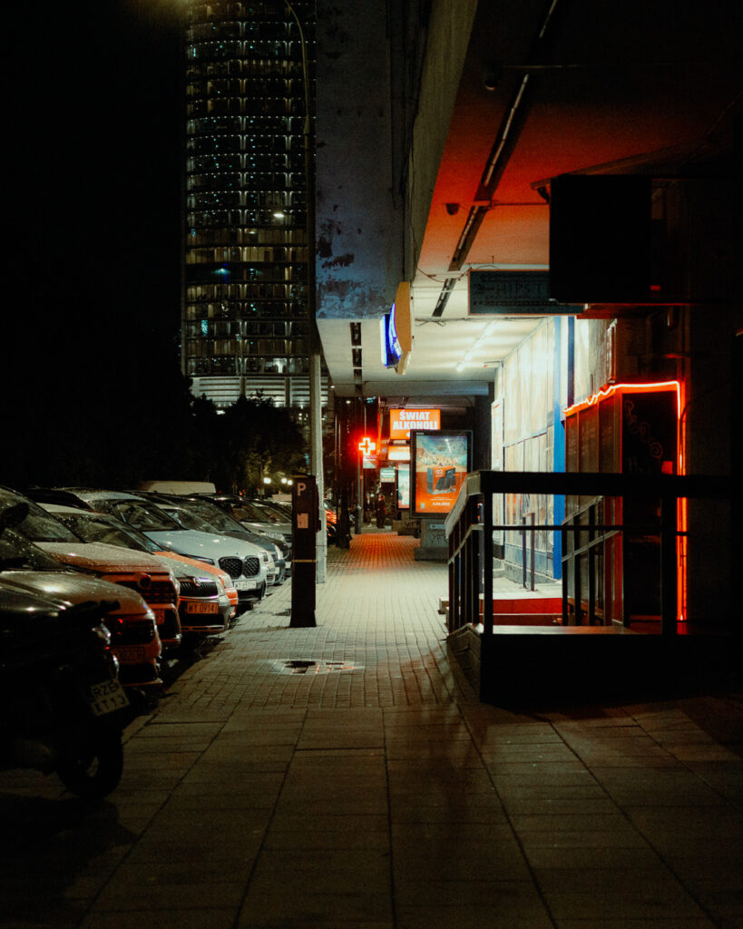 One of the alleys in Warsaw with some cool and bright neons. It was taken with the Sigma 17-40mm F1.8 lens.