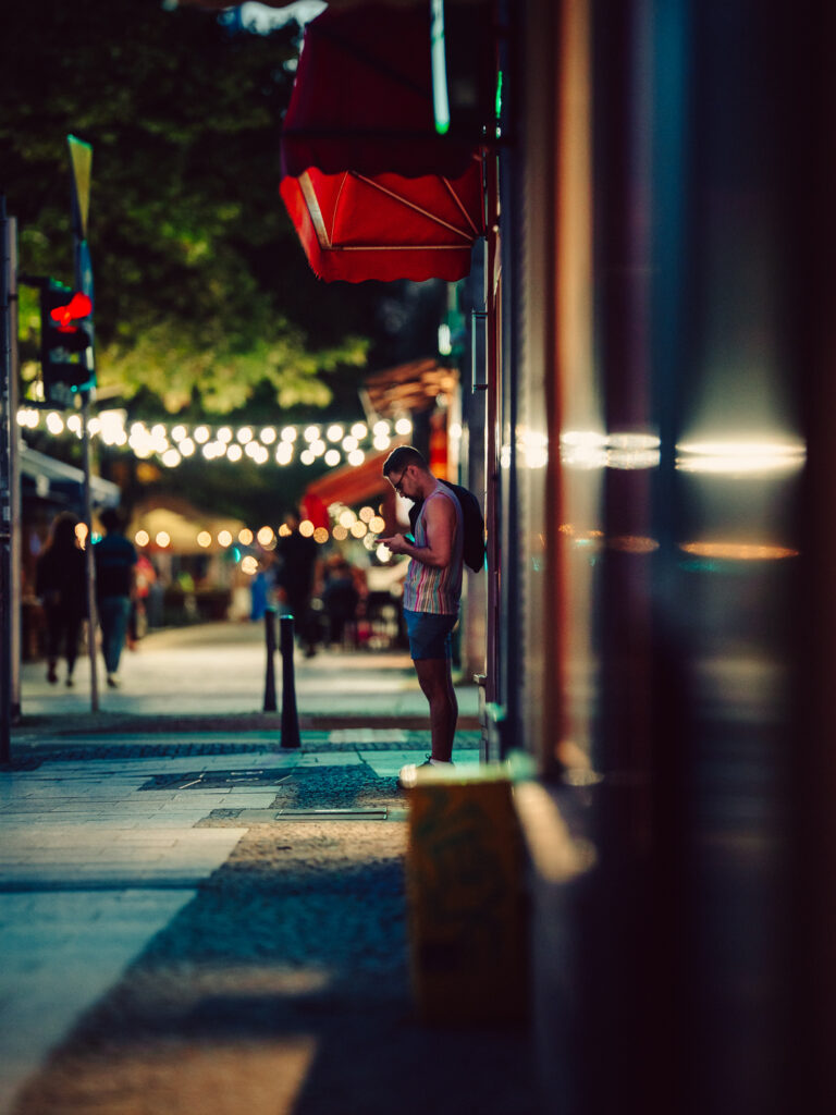 A side shot of a guy in Warsaw. Cinematic vibe.