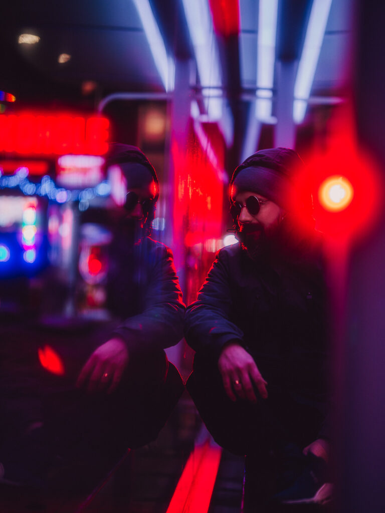 Using a bus stop as a main cyberpunk location.