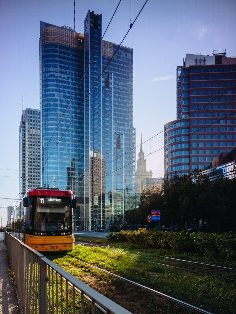 Warsaw city center and the Palace of Culture and Science in the back.