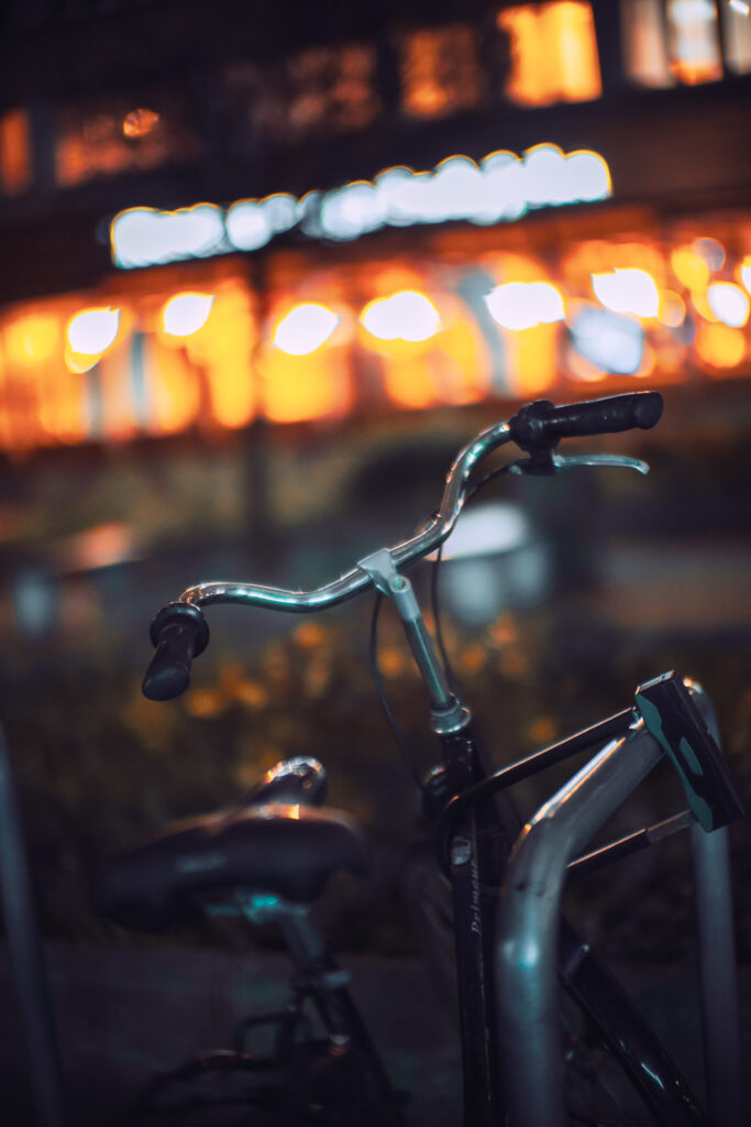 Buttery and soft photo of a bike's handle taken with the Brightin Star 50mm F0.95 II lens.