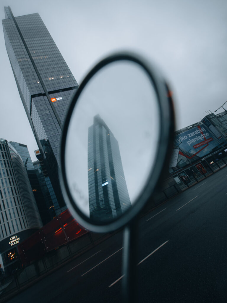 A scooter's mirror reflection taken with the 7Artisans 10mm F2.8 lens.