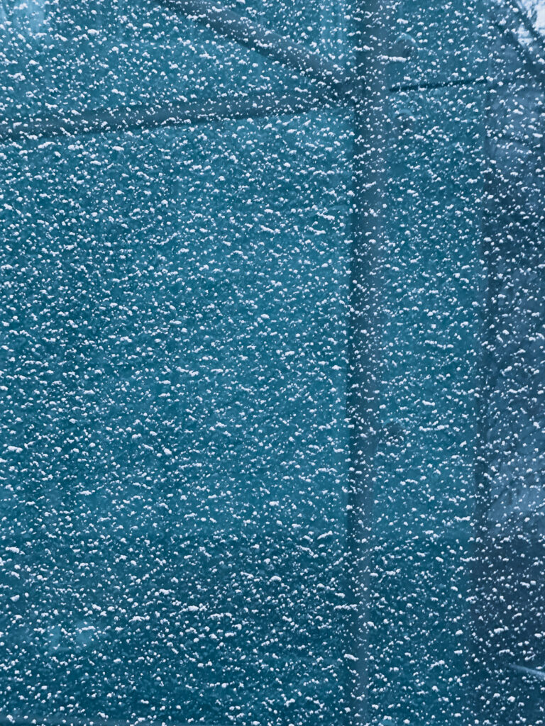 A closeup shot on a window covered with snow.