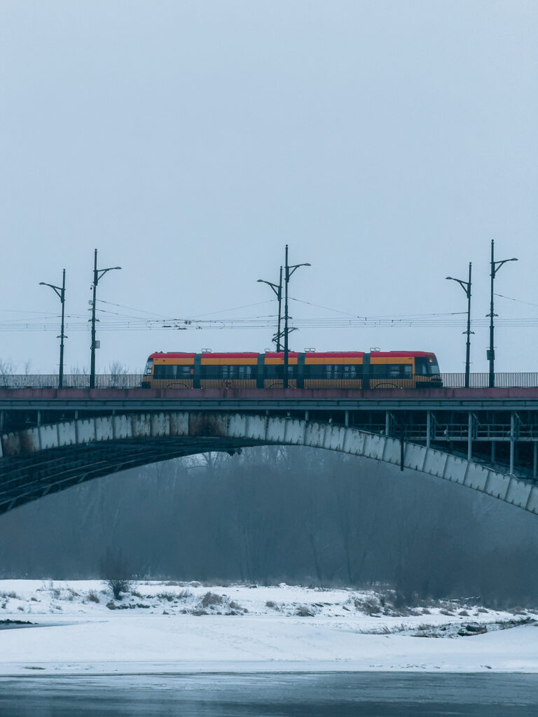 Warsaw tram on a Poniatowski bridge.