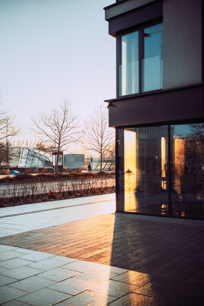 A tiny silhouette in the back of the frame.