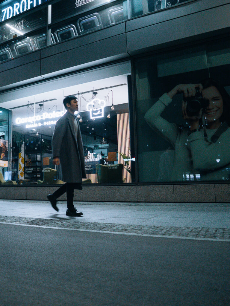 Street walker in a nice fancy coat.