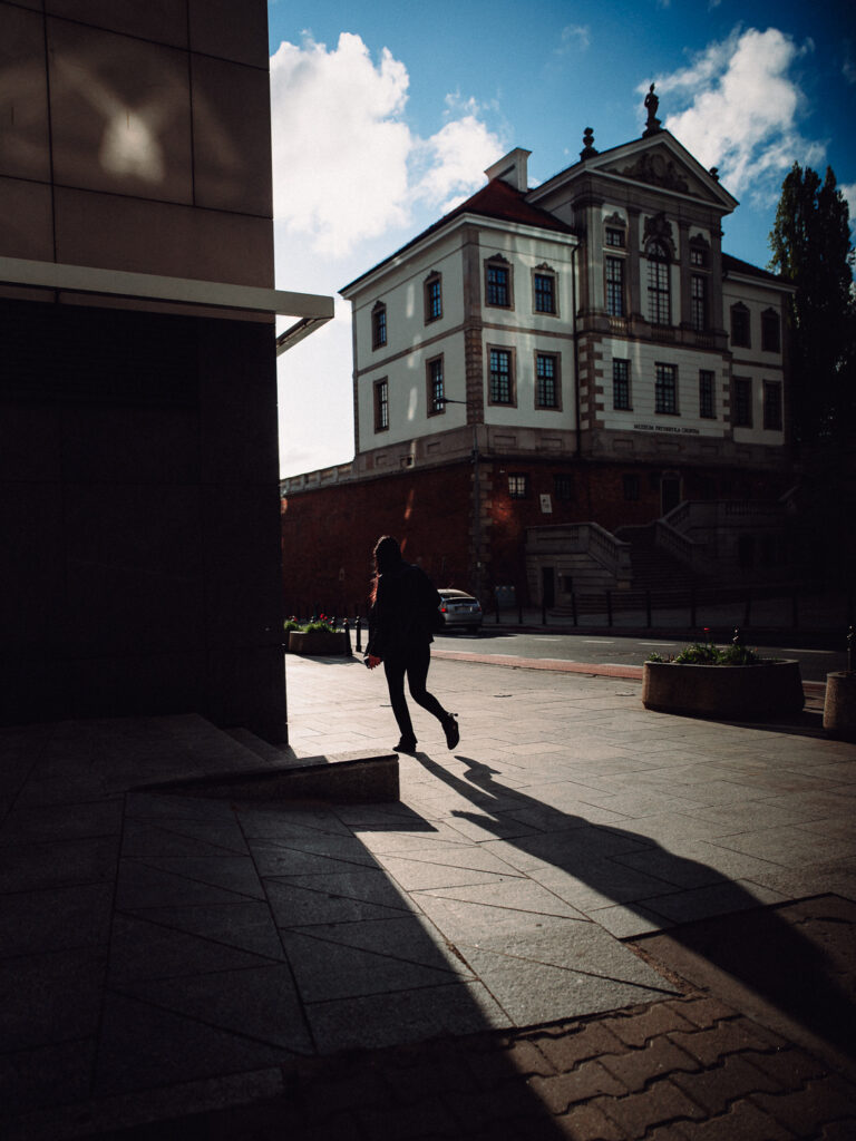 Morning photo session and long shadow visible in the frame.