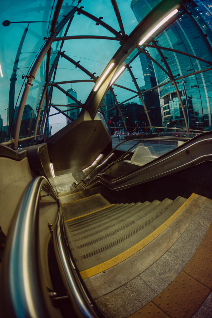 Classic angle of the Warsaw Metro entry taken with the Brightin Star 7.5mm F2.8 IV lens